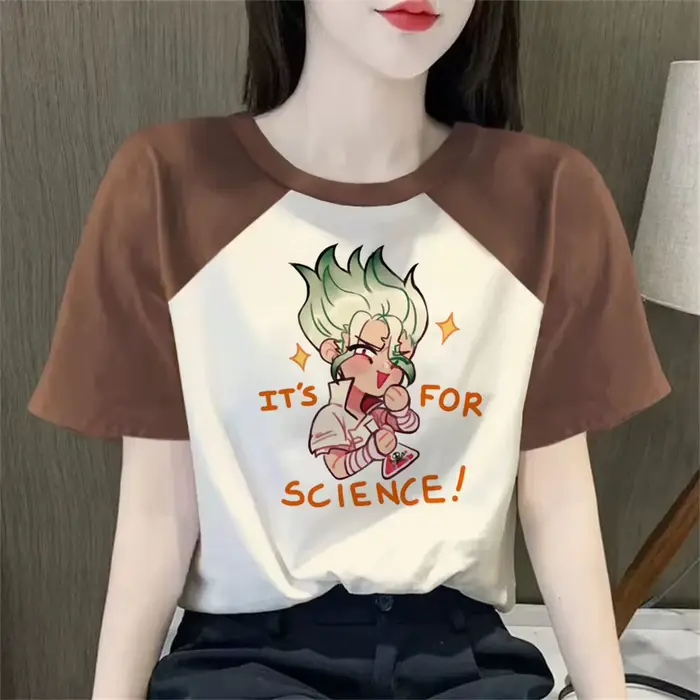 Dr Stone t-shirt adolescent gothique années 2000 confortable graphique Pop Culture 80s chemise streetwear Pastel classique anime esthétique Vintage