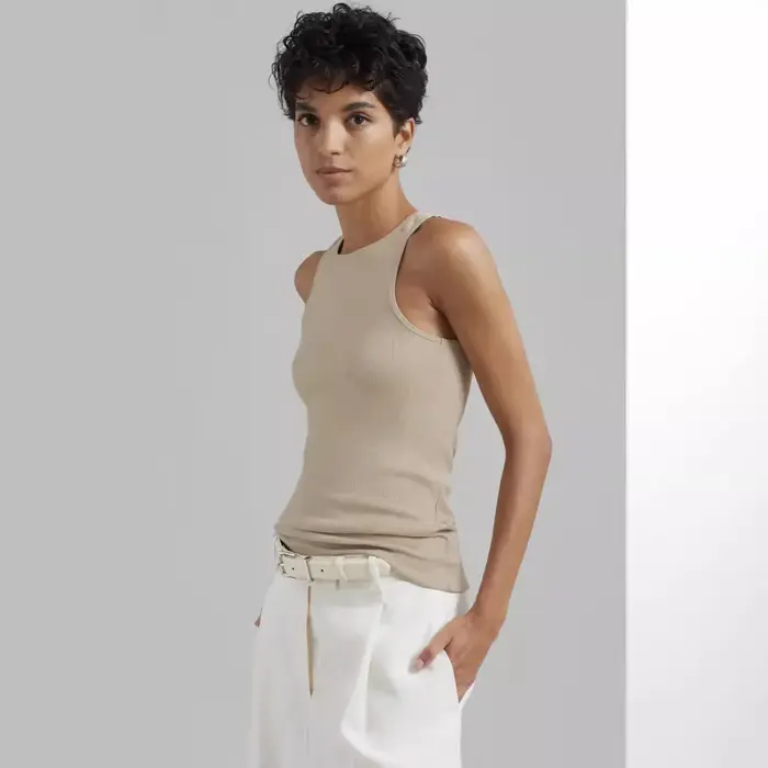 Débardeur en coton femmes col rond sans manches nouveau