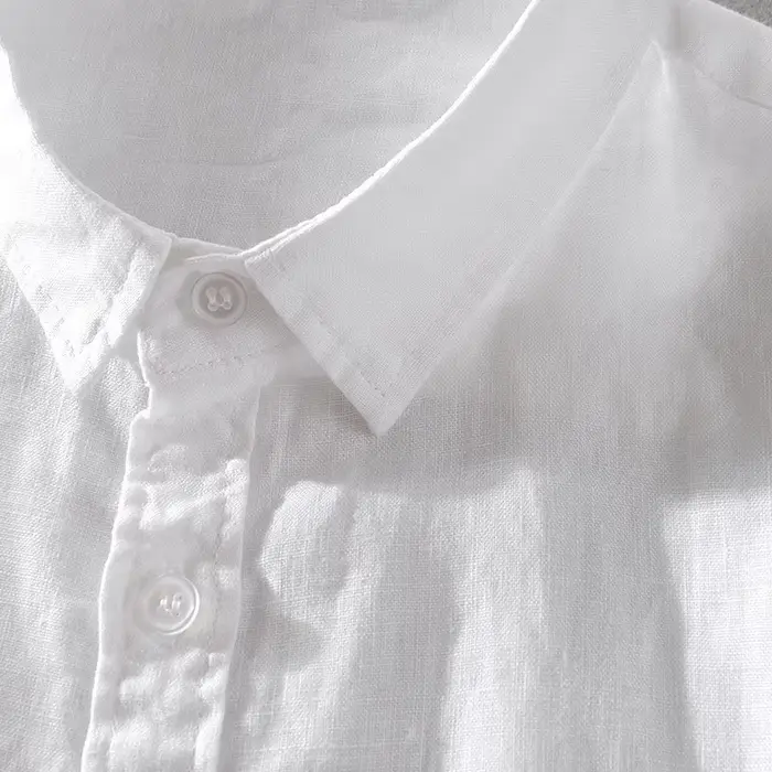 Chemise à manches courtes en lin pur pour homme, chemise blanche en lin et coton, décontractée, d'été, à demi-manches, style business décontracté