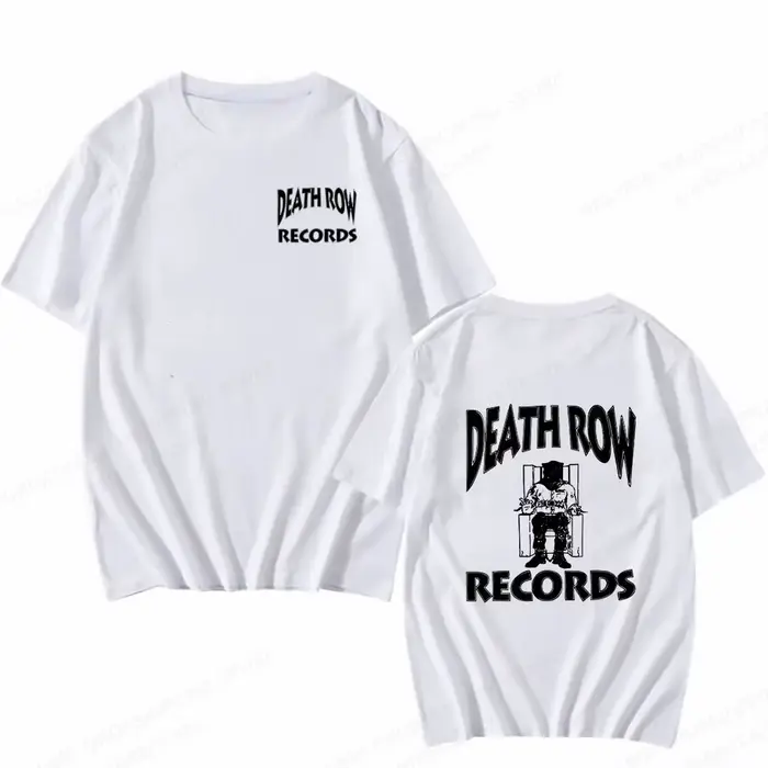 Death Row Records T-shirt graphique pour hommes en coton Hip Hop Streetwear à manches courtes