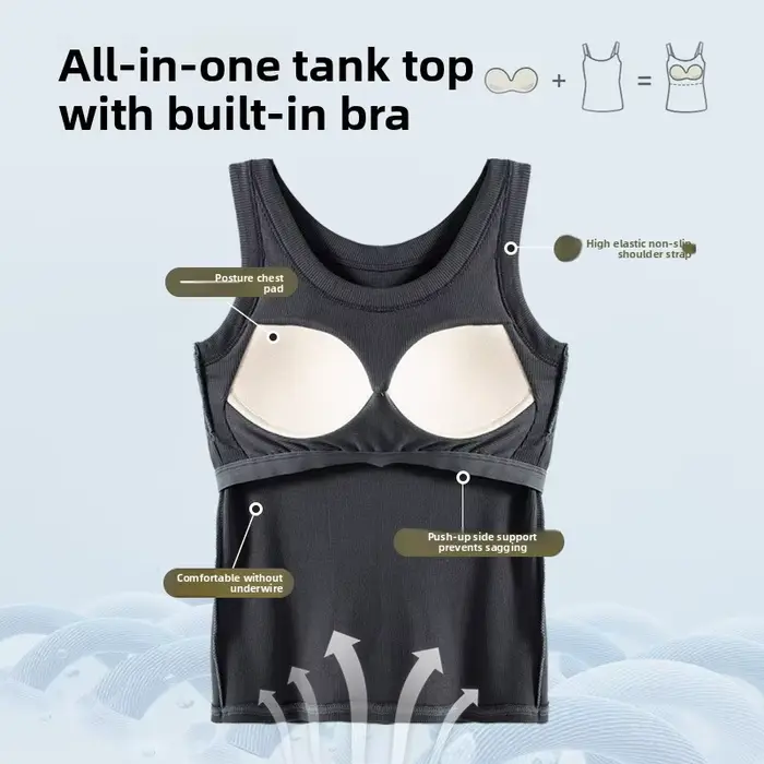 Débardeur côtelé pour femme avec soutien-gorge intégré