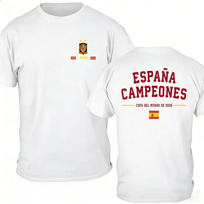 T-shirt graphique Espagne Champions 2026 – Double étoile de la gloire des vainqueurs de la Coupe du 