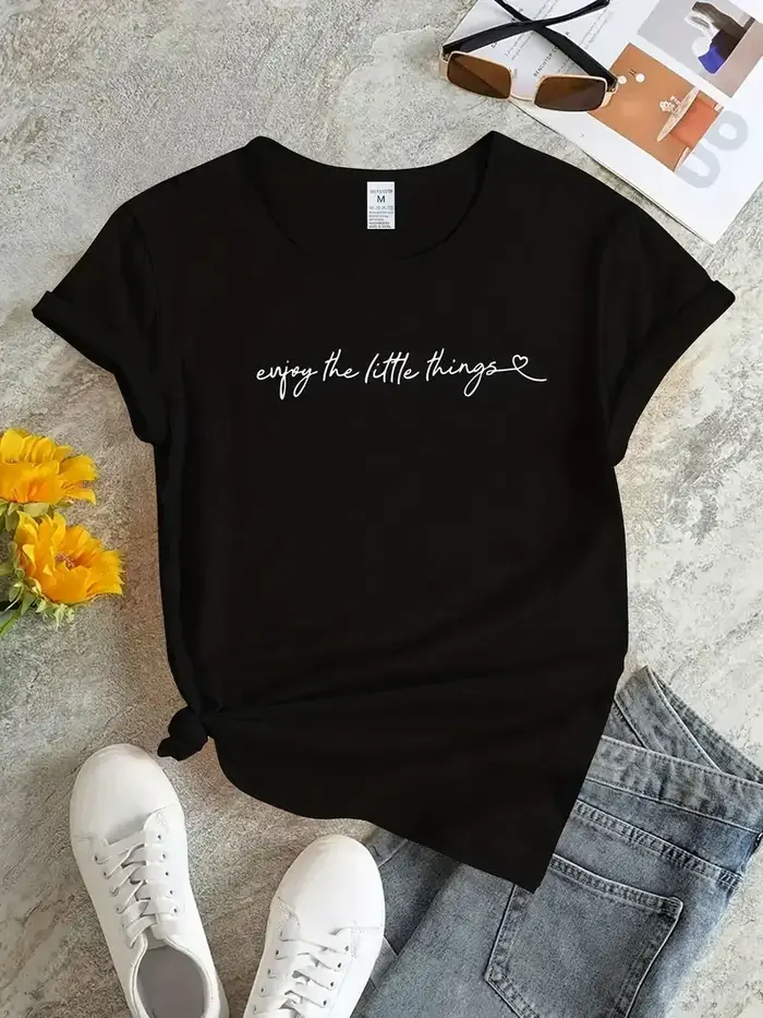 Femmes T-shirt imprimé graphique col rond hauts amples