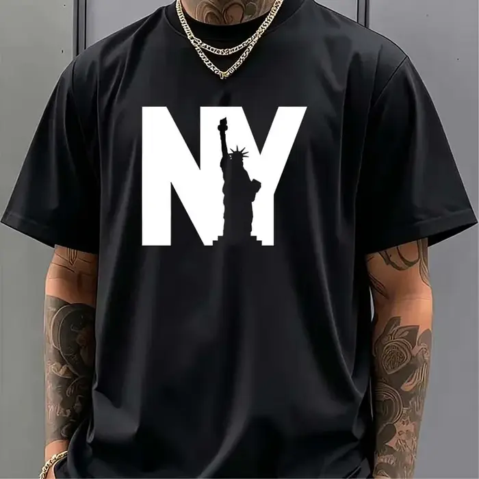 T-shirts imprimés graphiques NY pour hommes – Vêtements d'été décontractés