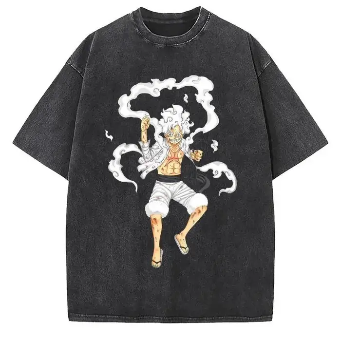 T-shirt unisexe délavé à imprimé graphique anime vintage gothique