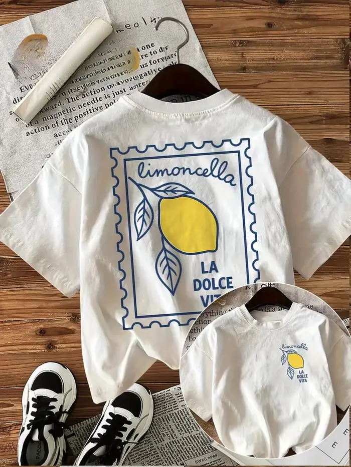T-shirt pour femme, imprimé graphique citron vif