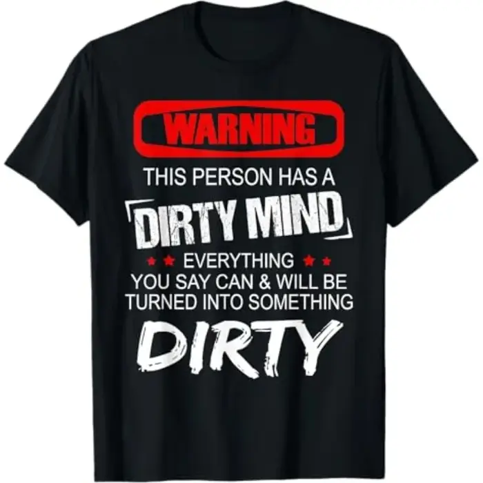 T-shirt en coton pour homme et femme, motif « Attention, cette personne a un esprit sale », coupe ov