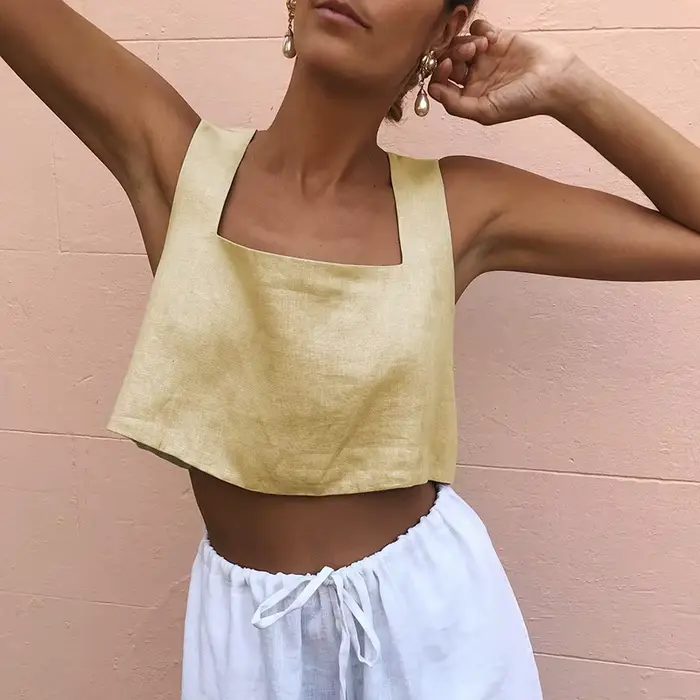Crop top 100% lin français