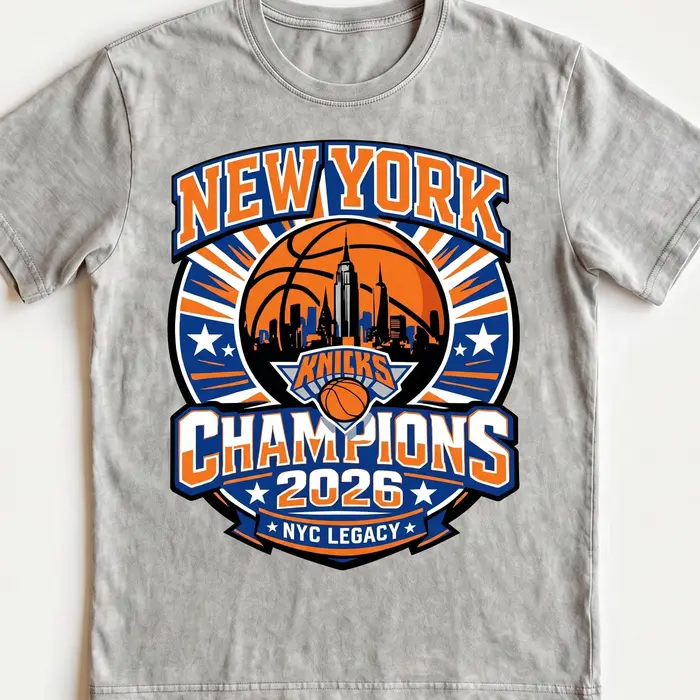 T-shirt Coton Rétro New York Basketball Champions 2026 – Style Y2K Unisexe Streetwear d'Été