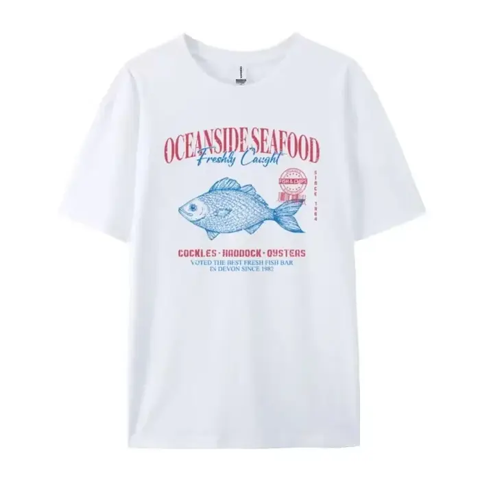 Fruits de mer graphique T-Shirt Grunge esthétique Streetwear t-shirts coton mode surdimensionné femmes Vintage