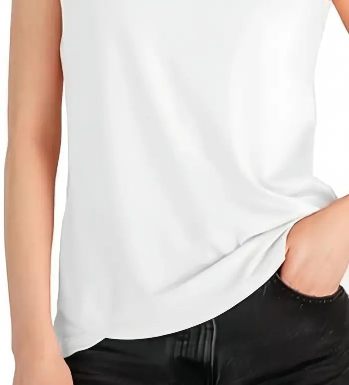 Débardeur sans manches à col en V de couleur unie pour femme