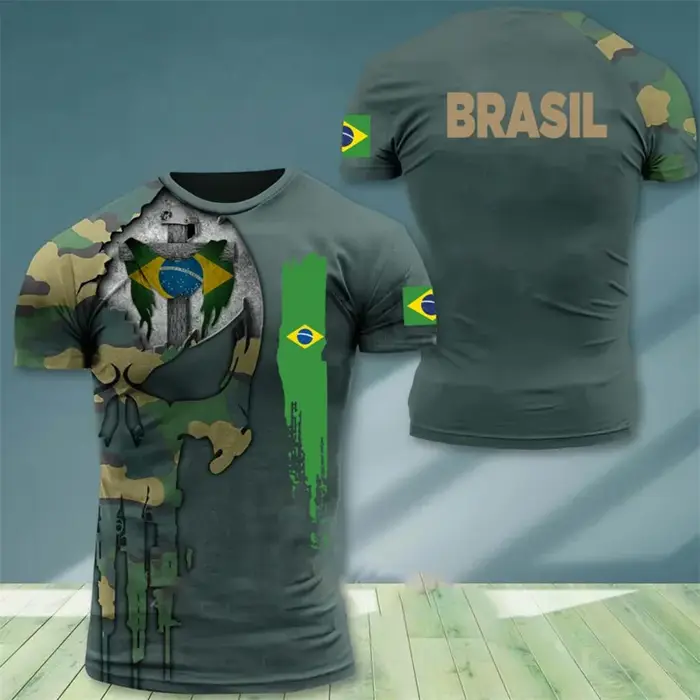Brésil drapeau hommes T-Shirt impression 3D brésilien T-Shirt été surdimensionné Jersey camouflage v