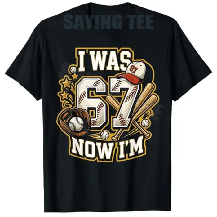 T-shirt humoristique Y2K pour garçons, motif 'J'étais 6, maintenant je suis 7', pour les amateurs de baseball, idéal pour les anniversaires des fils, cadeau esthétique