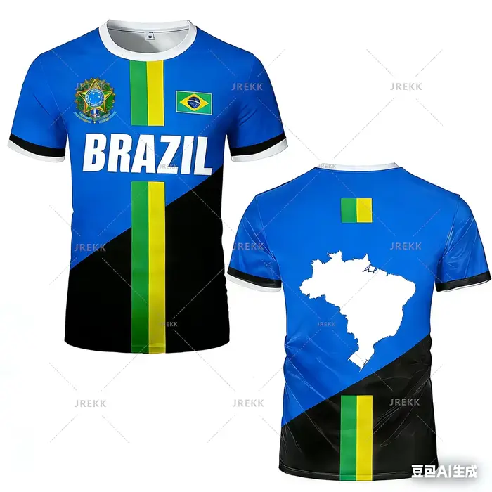 Nouveau Maillot de Football 2026 – Haut d'Entraînement à Rayures Drapeau Brésilien – T-shirt de Sport Séchage Rapide pour l'Extérieur