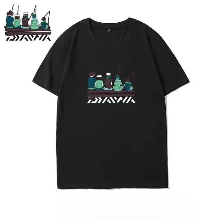 T-shirt à manches courtes pour hommes, ample, en coton, pour la pêche en mer, tendance en plein air,