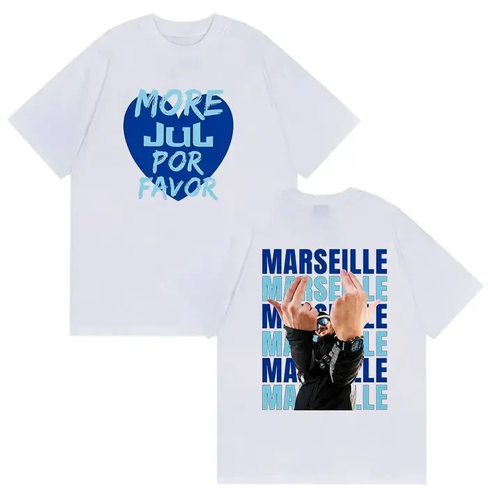 T-shirt vintage en coton de haute qualité Rapper JUL Marseille Album 2026 T-shirt graphique Hommes F