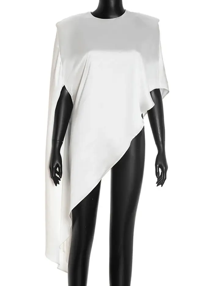 Tossy mode blanc Satin débardeur pour femmes à manches courtes en vrac solide élégant trajet automne 2025 vêtements