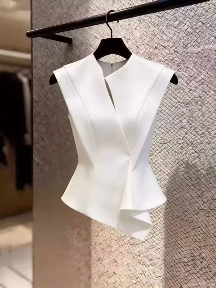 T-shirt sans manches de luxe style français pour femme