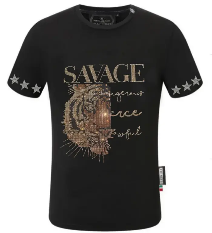 T-shirt haut de gamme pour hommes, vêtements d'été de haute qualité, orné de strass double face