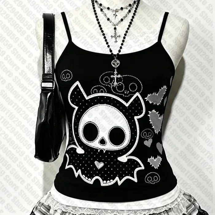 Débardeurs et Camisoles Kawaii pour Femmes, Esthétique Y2K Années 2000, Vêtements Gothiques, Crop To