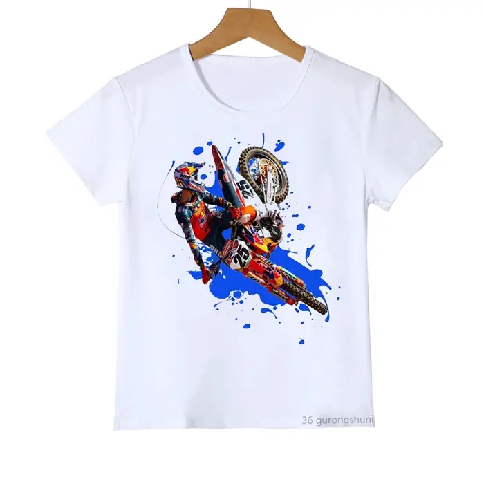 Nouveaux garçons T-Shirts drôle Super Motocross graphique impression adolescent t-shirt été enfants T Shirs