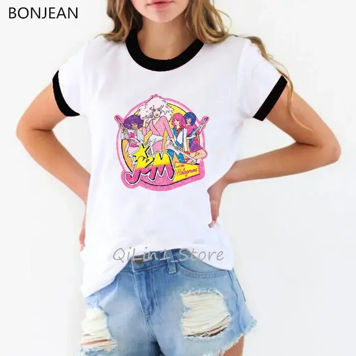 Jem et les hologrammes graphique imprimé T-Shirt filles été hauts à la mode