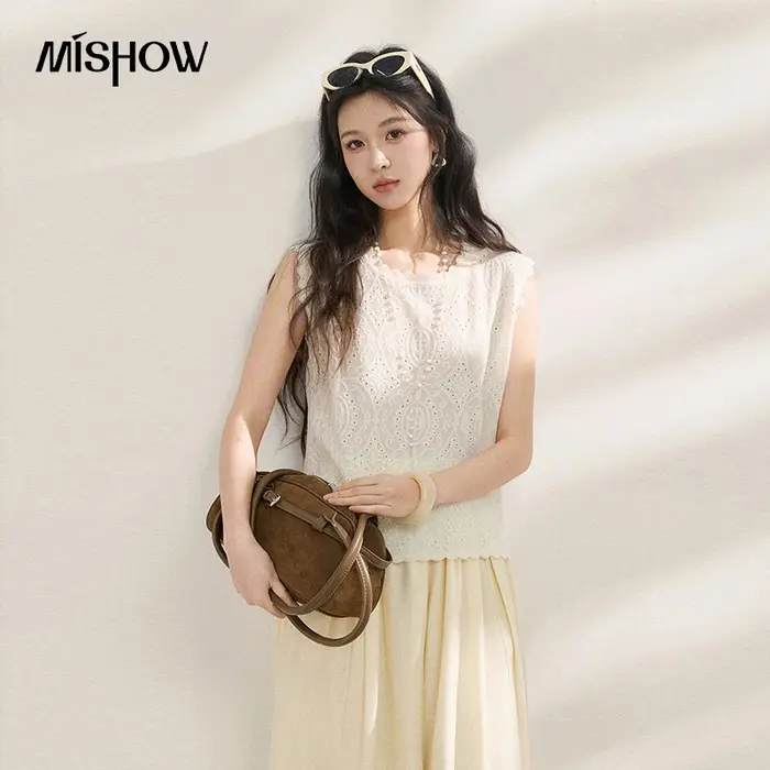 MISHOW – Nouveau débardeur élégant sans manches en dentelle tricotée pour femme