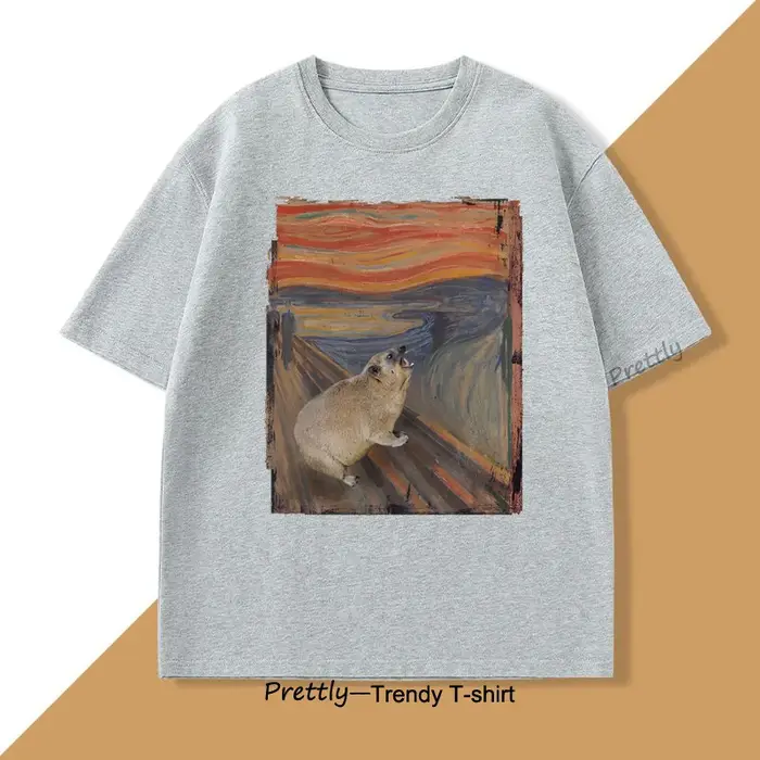 Hyrax Scream parodie Meme T-Shirt pour hommes femmes Vintage coton à manches courtes col rond T-shirts ample décontracté Mne's vêtements