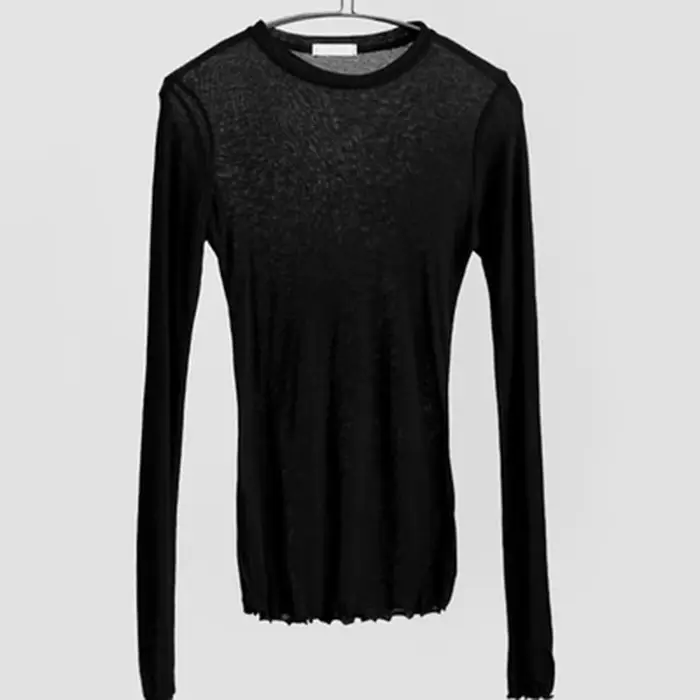 T-shirt uni à manches longues pour femmes