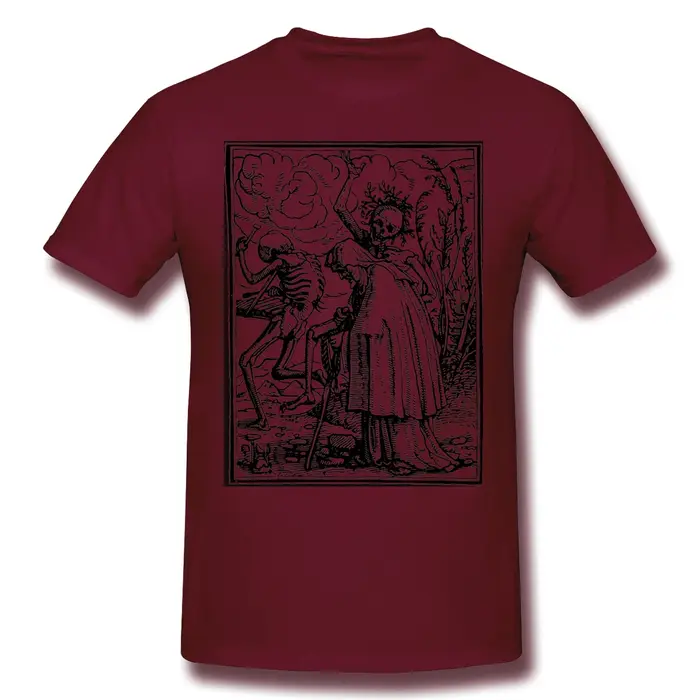 T-shirt Punk en pur coton pour hommes, t-shirts drôles, danse de la mort, macabre, Harajuku