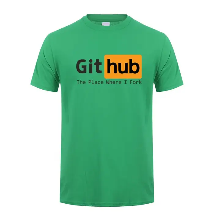 Github t-shirt été hommes drôle Github le lieu où je fourchette coton à manches courtes T-shirts Man