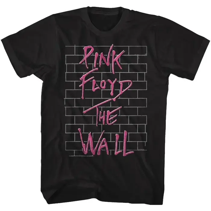 T-shirt noir classique The Wall de Pink Floyd pour hommes, vêtements vintage surdimensionnés en poly