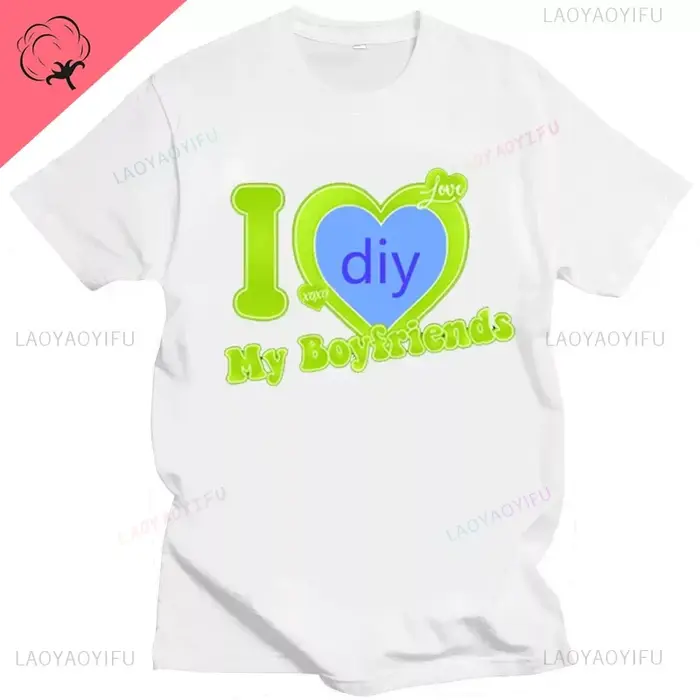 Bricolage personnaliser imprimé Streetwear Couple T-shirt j'aime mon petit ami petite amie personnal
