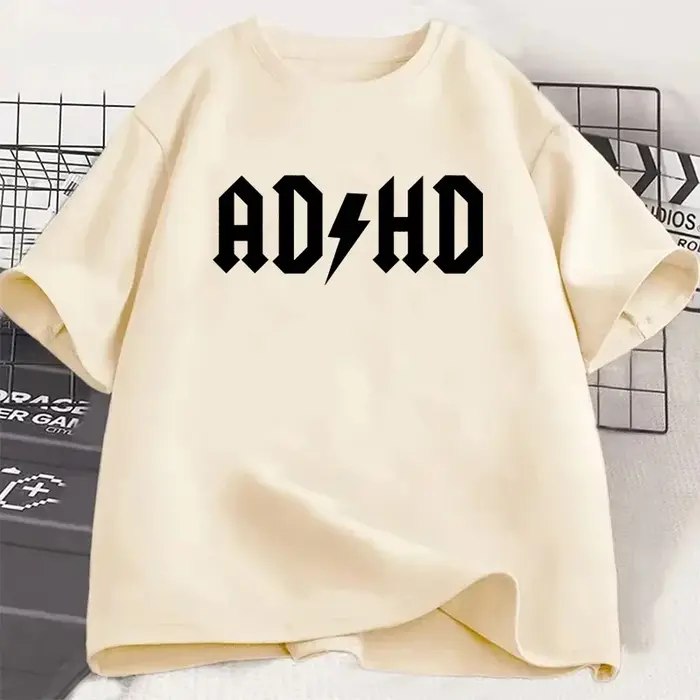 T-shirts imprimés Adhd pour femmes, mode décontractée d'été, hauts minimalistes, streetwear Y2K, t-s