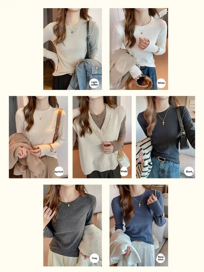 T-shirt côtelé texturé à manches longues pour femme