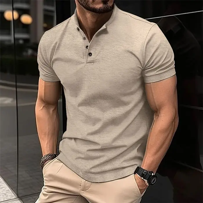 Nouveauté 2026 – T-shirt Henley d'été pour homme