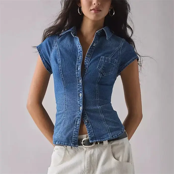 Chemise en jean slim pour femme