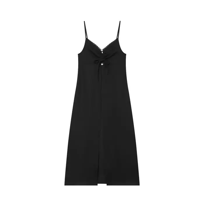 TFMLN Haut décontracté à longues bretelles pour femme, chic, uni, à lacets, sans manches, à fines br