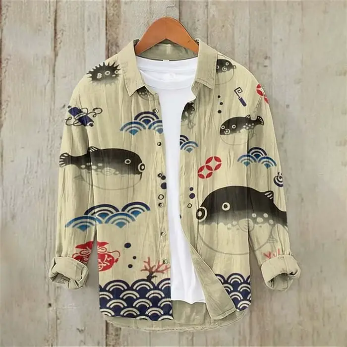 Chemise à manches longues en lin pour hommes