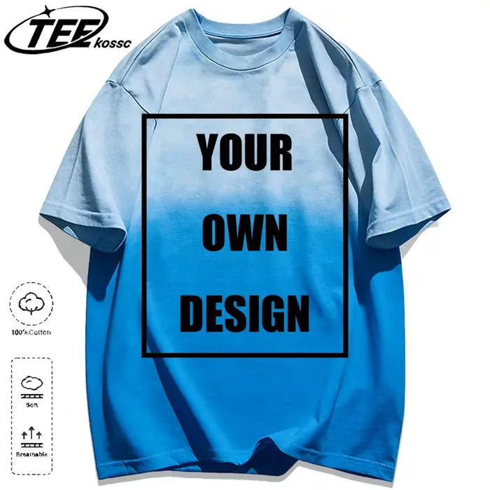 Motif personnalisé logo bricolage hommes cravate-teinture T-Shirt décontracté ample été coton T-Shir