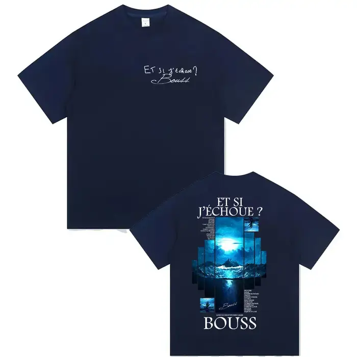 Rappeur BOUSS ET SI J'ECHOUE? Tour 2025 t-shirt graphique hommes rétro Hip Hop manches courtes T-shirts pur coton