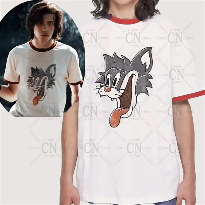 T-shirt Crazy Cat Smiling Psycho Ringer