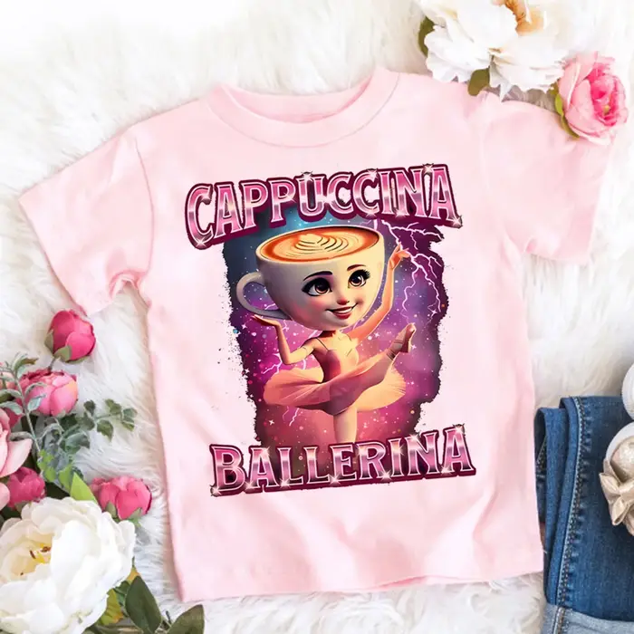 Italien Brainrot T-Shirt enfants dessin animé imprimé vêtements col rond basique garçons hauts absorbant chemises décontractées cadeau