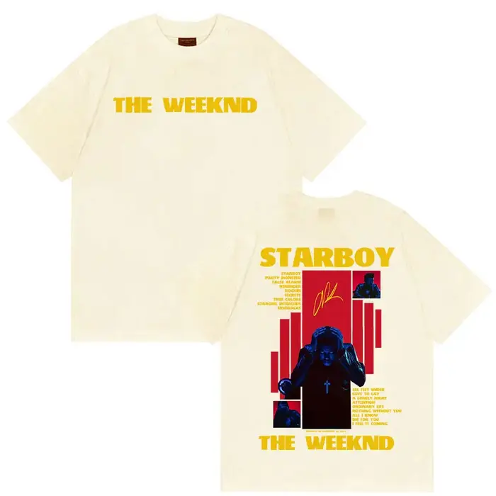 Rappeur THE WEEKND STARBOY Album 2025 Merch t-shirts hommes rue gothique Hip Hop rétro coton à manches courtes T-shirt Y2k Streetwear