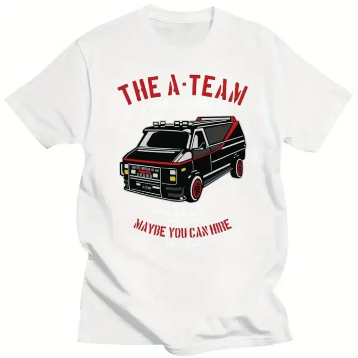 T-shirt pour hommes plus grands avec le design humoristique de l'émission télévisée A-Team Van des années 80 avec M. T parfait pour l'été
