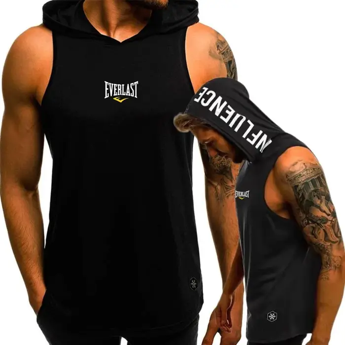 Everlast Gilet décontracté hommes à capuche maillot de corps t-shirt musculation coupe musculaire débardeur gymnase