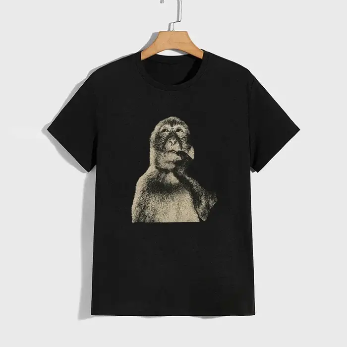 Drôle singe hommes T-shirt printemps été quotidien décontracté mode à manches courtes haut col en o 