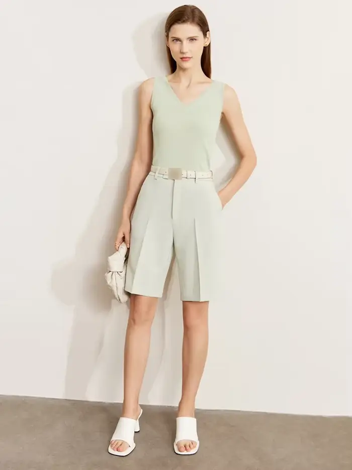 AMII minimalisme débardeur pour femmes 2025 été nouveau polyvalent col en v ajustement tricoté gilet Camis hauts noirs
