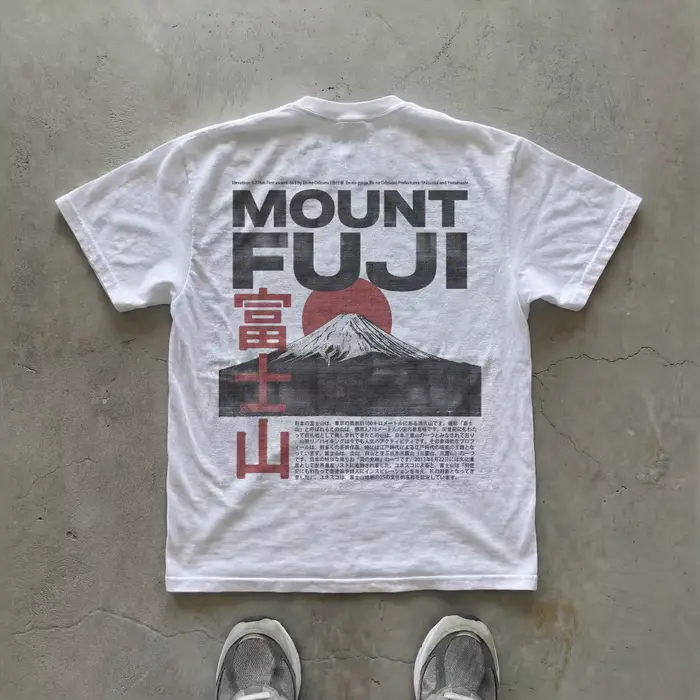 T-shirt Mount Fuji, streetwear japonais, vintage, affiche japonaise, tee-shirt minimaliste, graphiqu