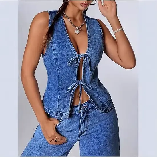 Nouveau Gilet en Jean Printemps-Été 2026 – Top Sans Manches Tendance pour Femme